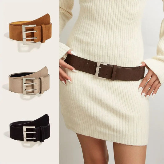 Maillard Styles Suede Leather Wide Belt