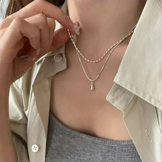 Double Waterdrop Pendant Necklace