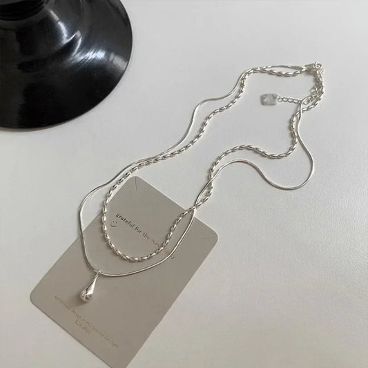 Double Waterdrop Pendant Necklace