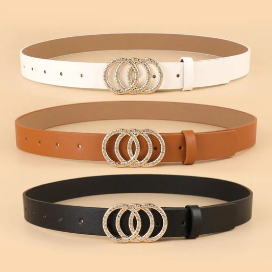 Fashion Leather Belt with Three Ring