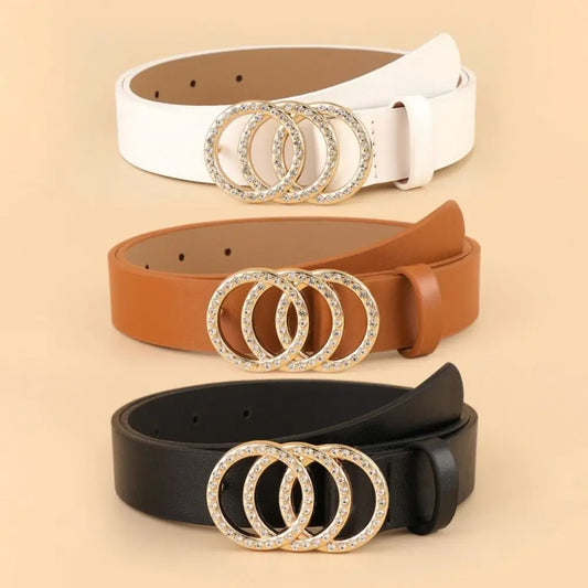 Fashion Leather Belt with Three Ring